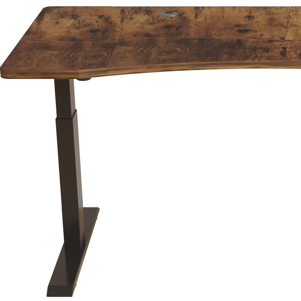 63" Adjustable Wood Brown and Black Standing Desk Image 6