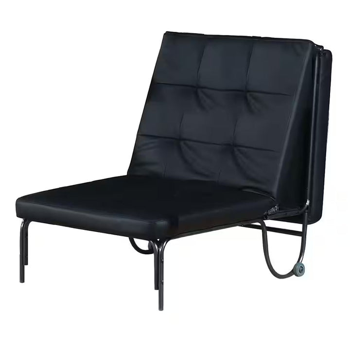 75" Black Faux Leather Tufted Convertible Chair Image 1