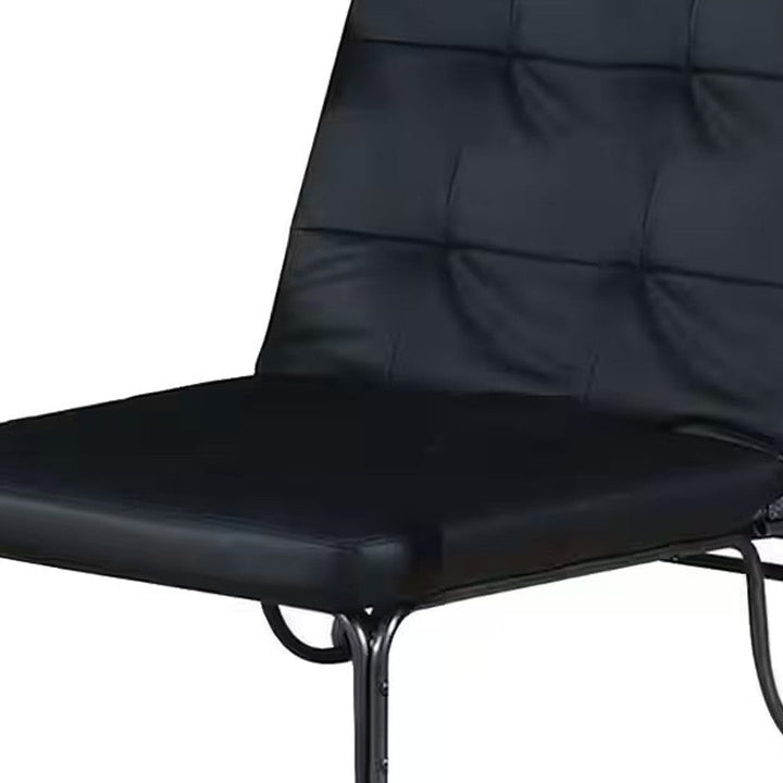 75" Black Faux Leather Tufted Convertible Chair Image 3