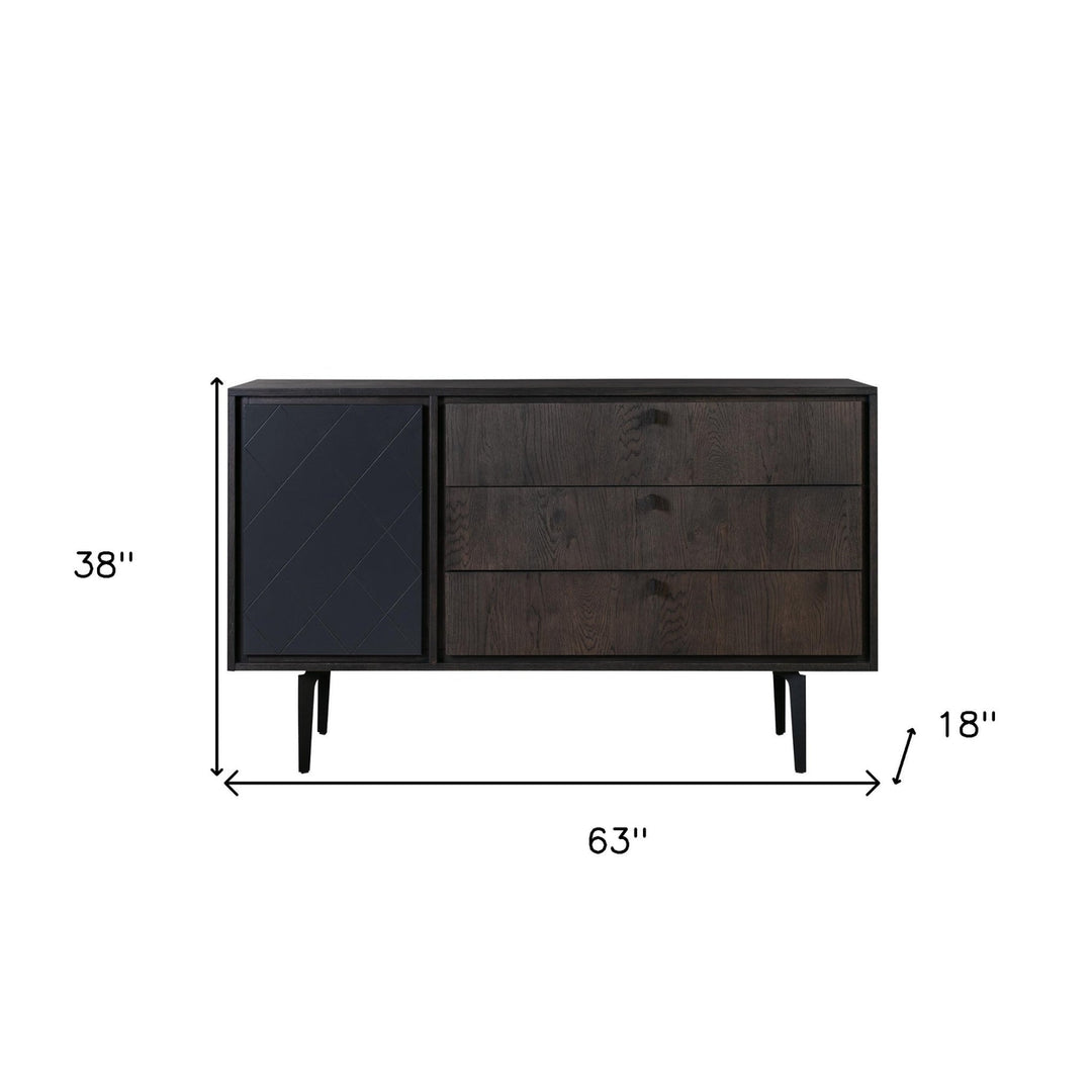 63" Gray Solid Wood Three Drawer Dresser Image 9