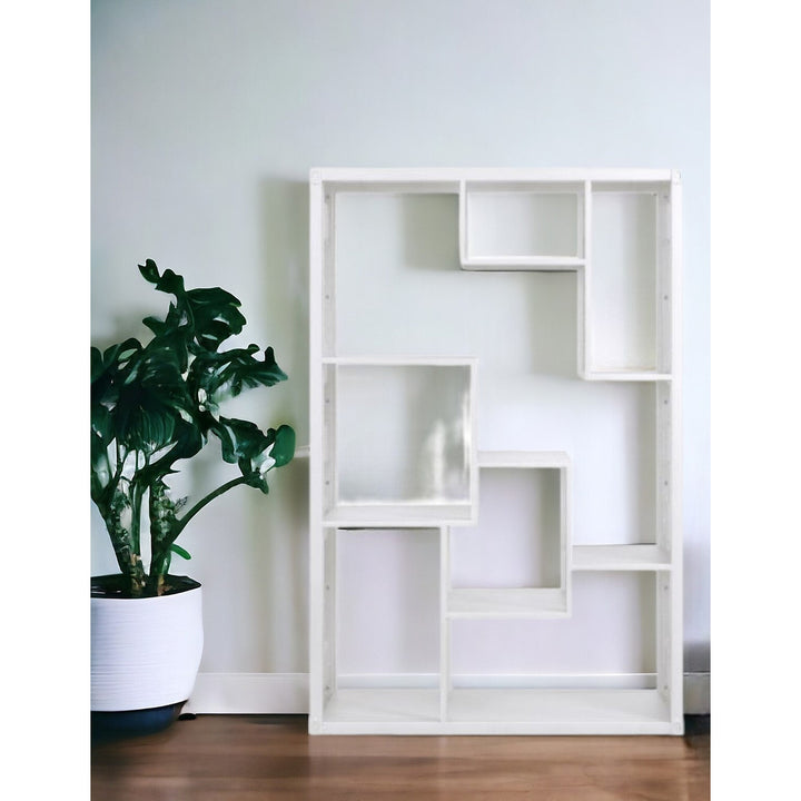 75" White Composite Zig Zag Multi Tier Bookcase Image 5