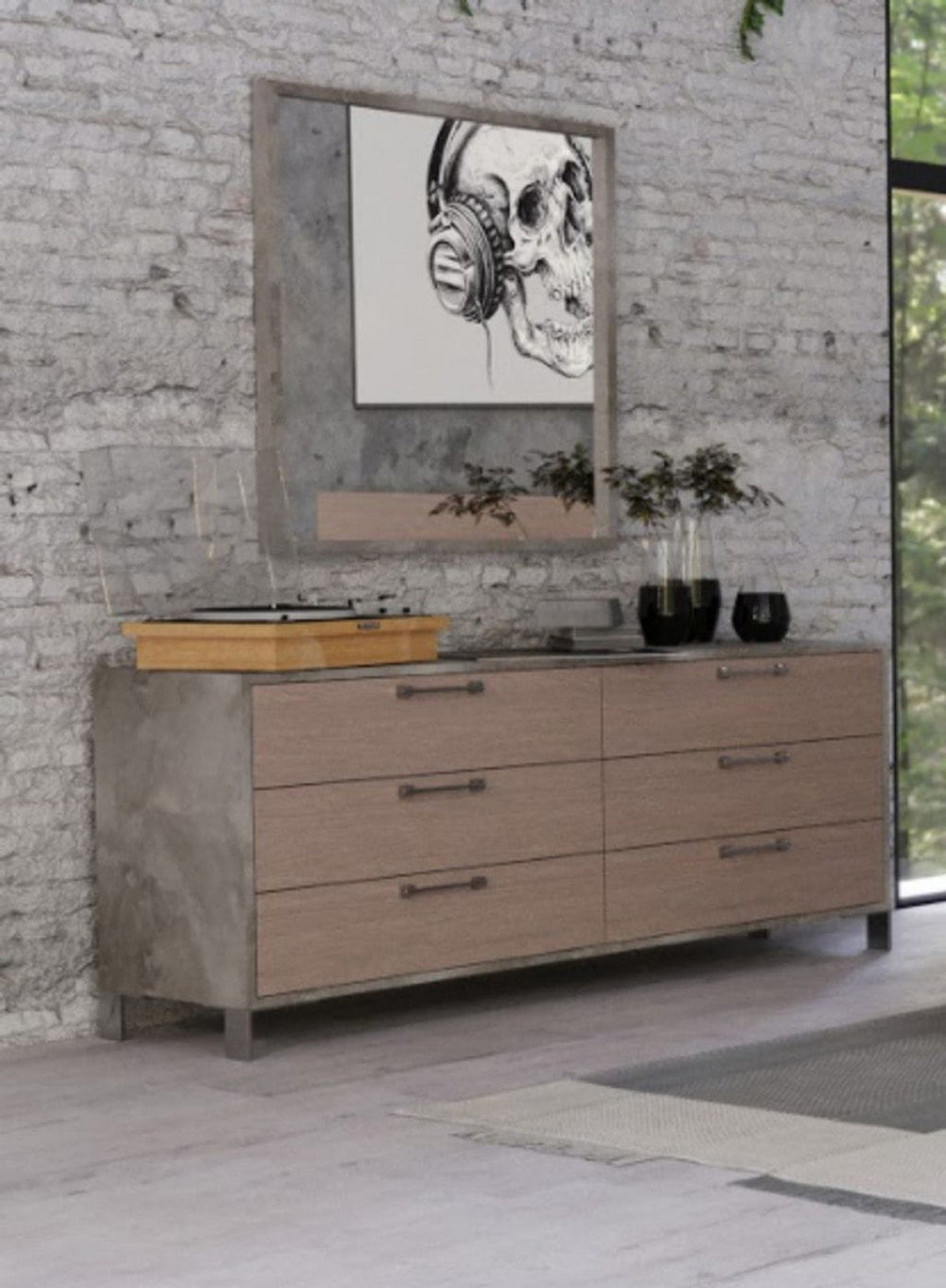 64" Brown Oak Grey Solid And Manufactured Wood Six Drawer Dresser Image 2