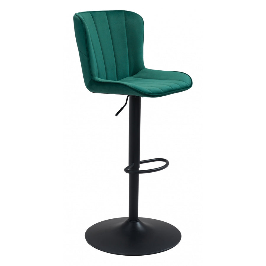 Adjustable Height Green And Black Steel Swivel Low Back Counter Height Bar Chair Image 1