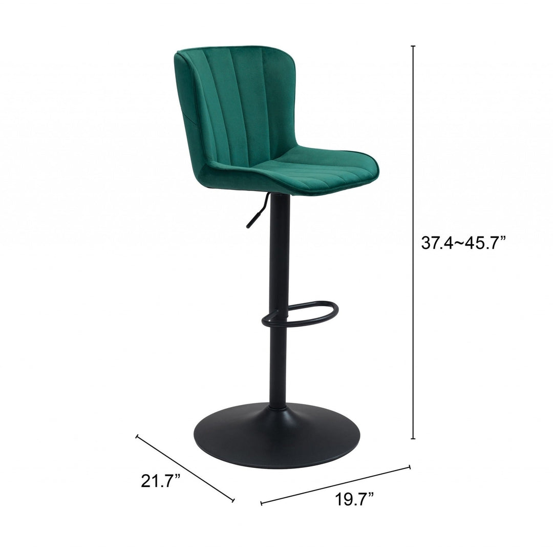 Adjustable Height Green And Black Steel Swivel Low Back Counter Height Bar Chair Image 9