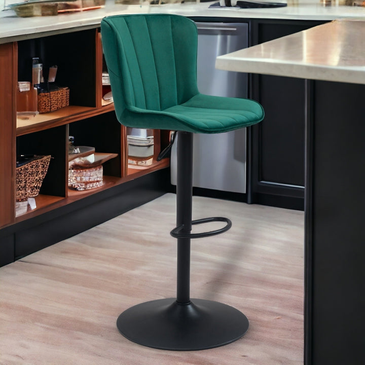 Adjustable Height Green And Black Steel Swivel Low Back Counter Height Bar Chair Image 10