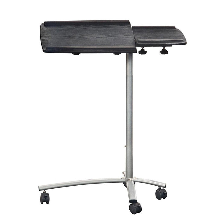 Adjustable Laptop Computer Cart Desk Stand in Graphite Wood Grain Image 2