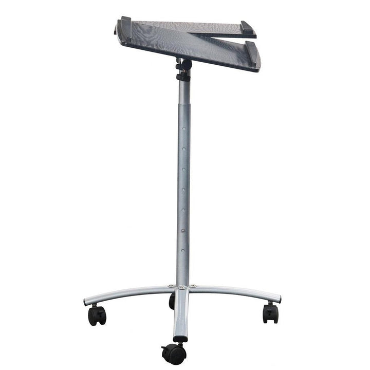 Adjustable Laptop Computer Cart Desk Stand in Graphite Wood Grain Image 3