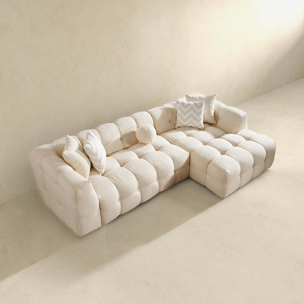 Alana Tufted Ivory Boucle Right Sectional Sofa Image 2