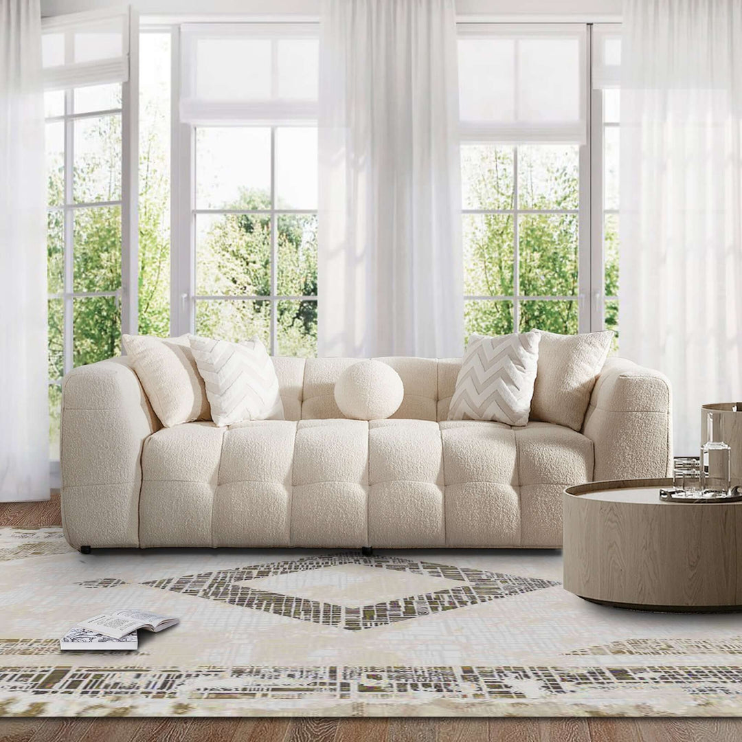 Alana Tufted Ivory Boucle Sofa Image 2