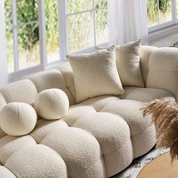 Alana Tufted Ivory Boucle Sofa Image 4