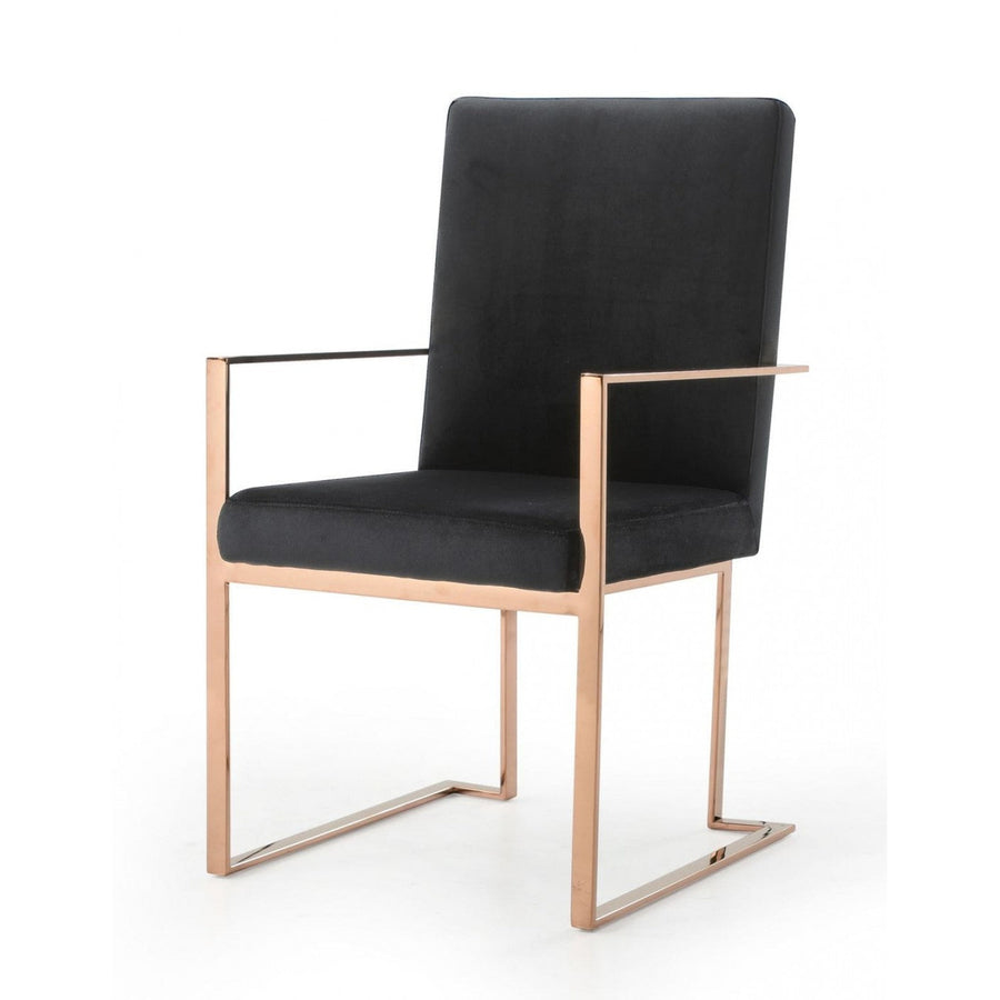 Black Rosegold Velvet Dining Chair Image 1