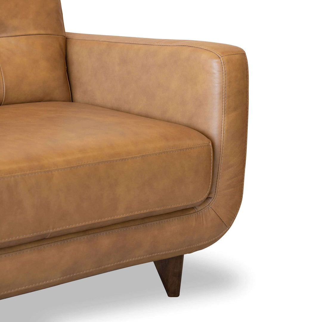 Allison Tufted Back Cognac Tan Genuine Leather Sofa Image 4