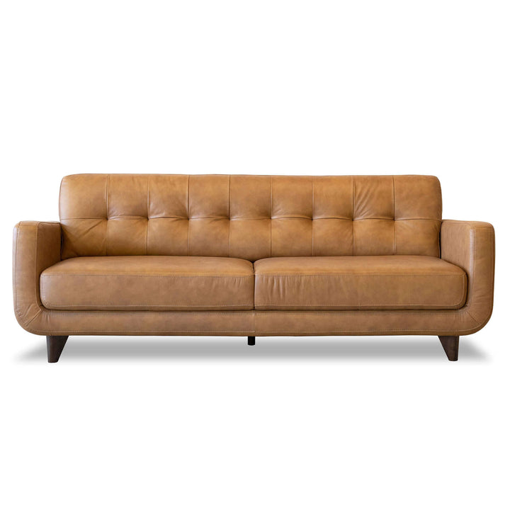 Allison Tufted Back Cognac Tan Genuine Leather Sofa Image 6