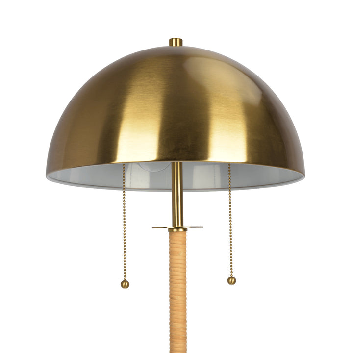 Allure 2-Light Floor Lamp, Gold Brass, Natural Rattan Tube , Double On/Off Pull Chain Image 4