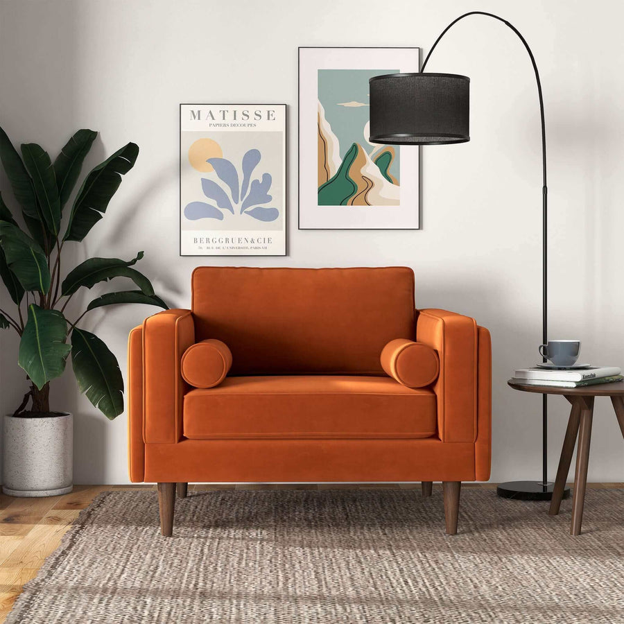 Amber Burnt Orange Velvet Lounge Chair Image 1