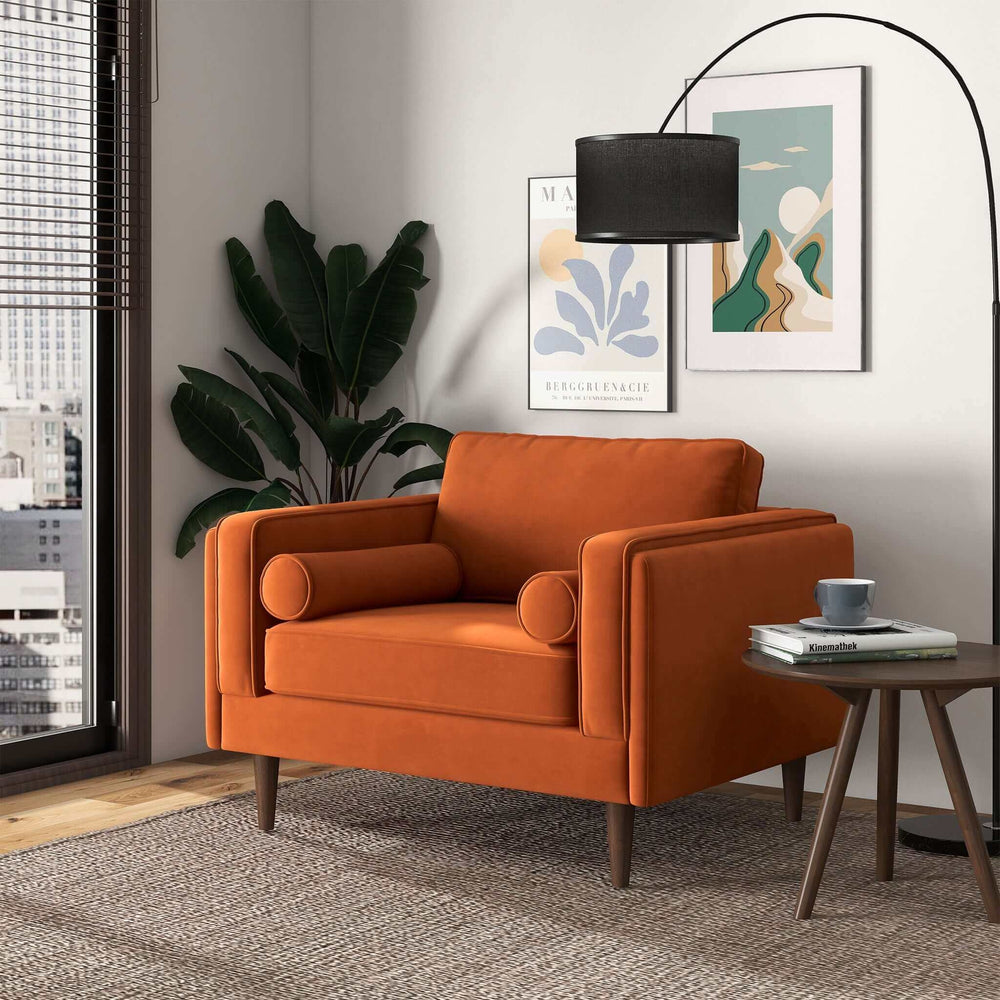Amber Burnt Orange Velvet Lounge Chair Image 2