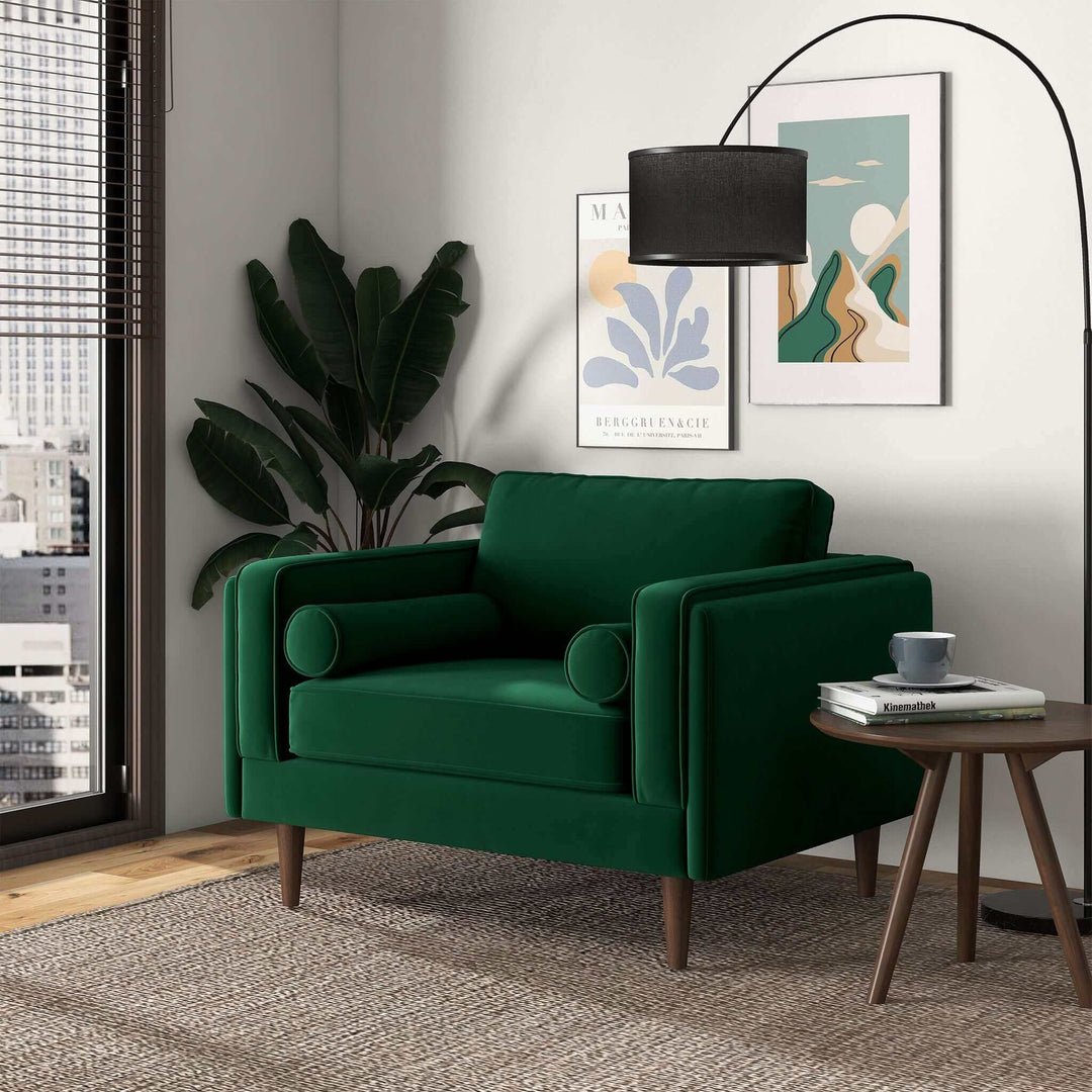 Amber Dark Green Velvet Lounge Chair Image 2