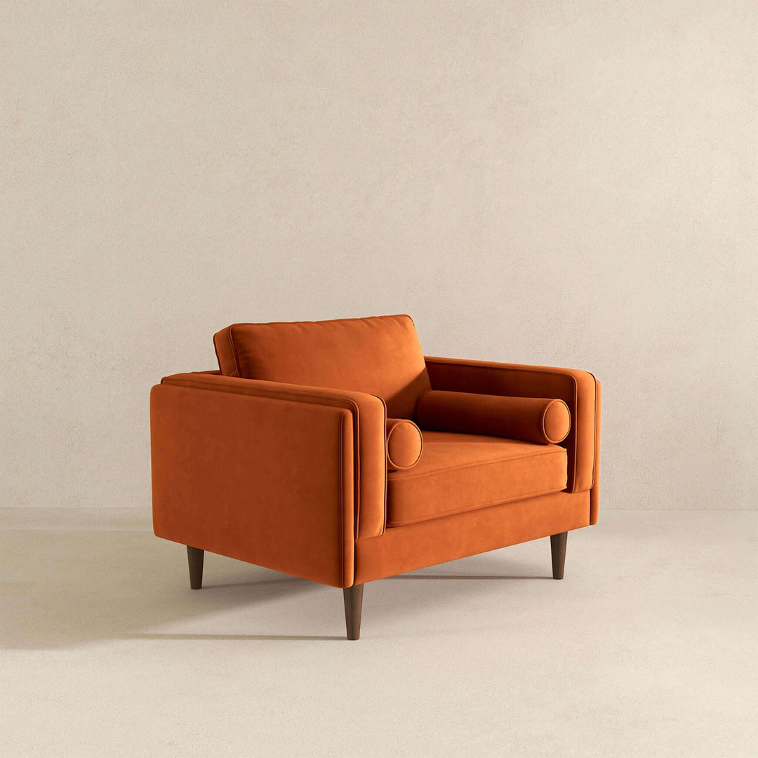 Amber Burnt Orange Velvet Lounge Chair Image 6