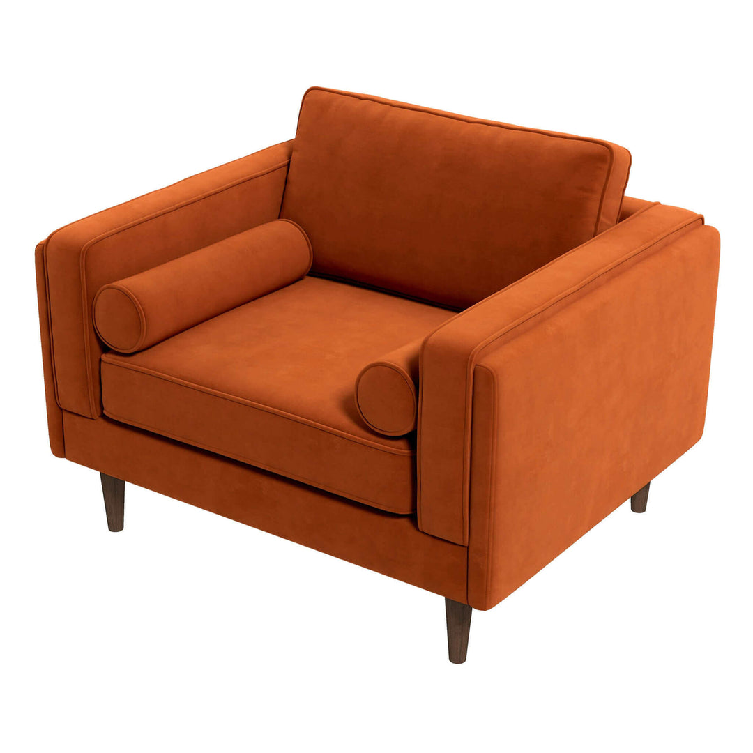 Amber Burnt Orange Velvet Lounge Chair Image 7