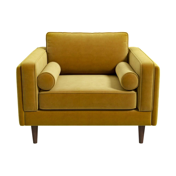 Amber Dark Yellow Velvet Lounge Chair Image 2