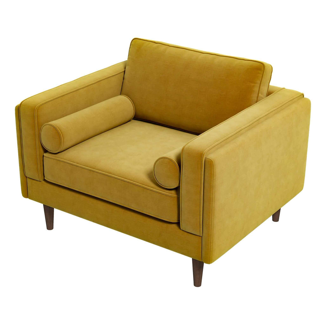 Amber Dark Yellow Velvet Lounge Chair Image 3