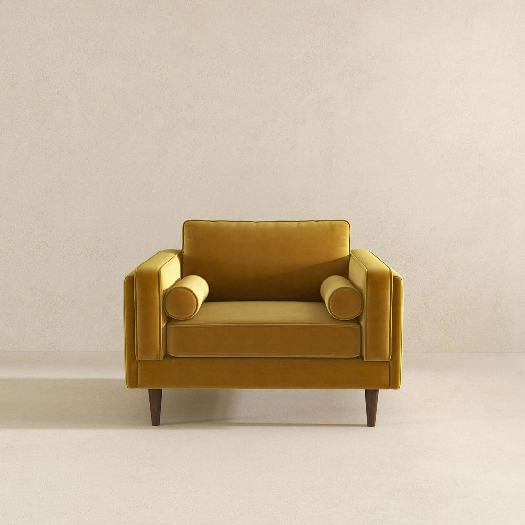 Amber Dark Yellow Velvet Lounge Chair Image 5