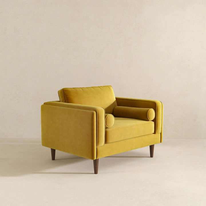 Amber Dark Yellow Velvet Lounge Chair Image 8