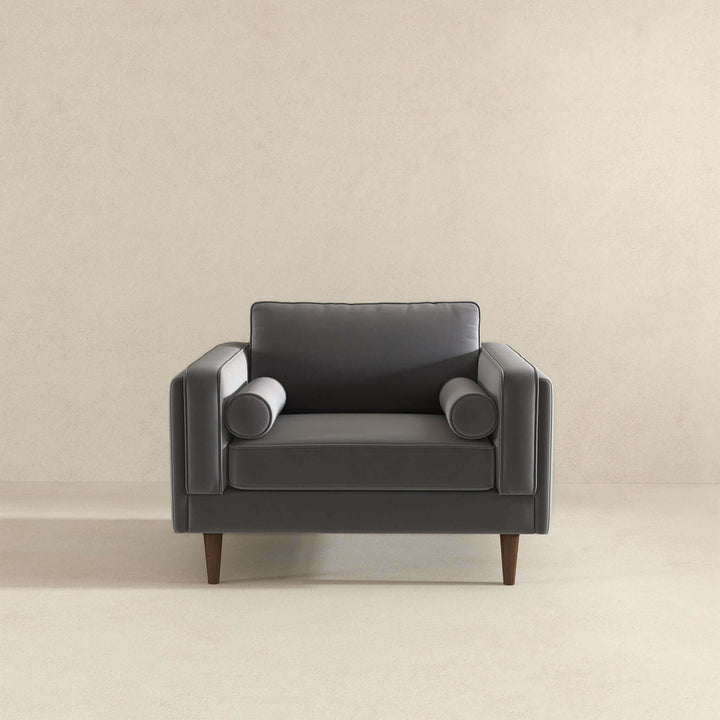 Amber Grey Velvet Lounge Chair Image 3