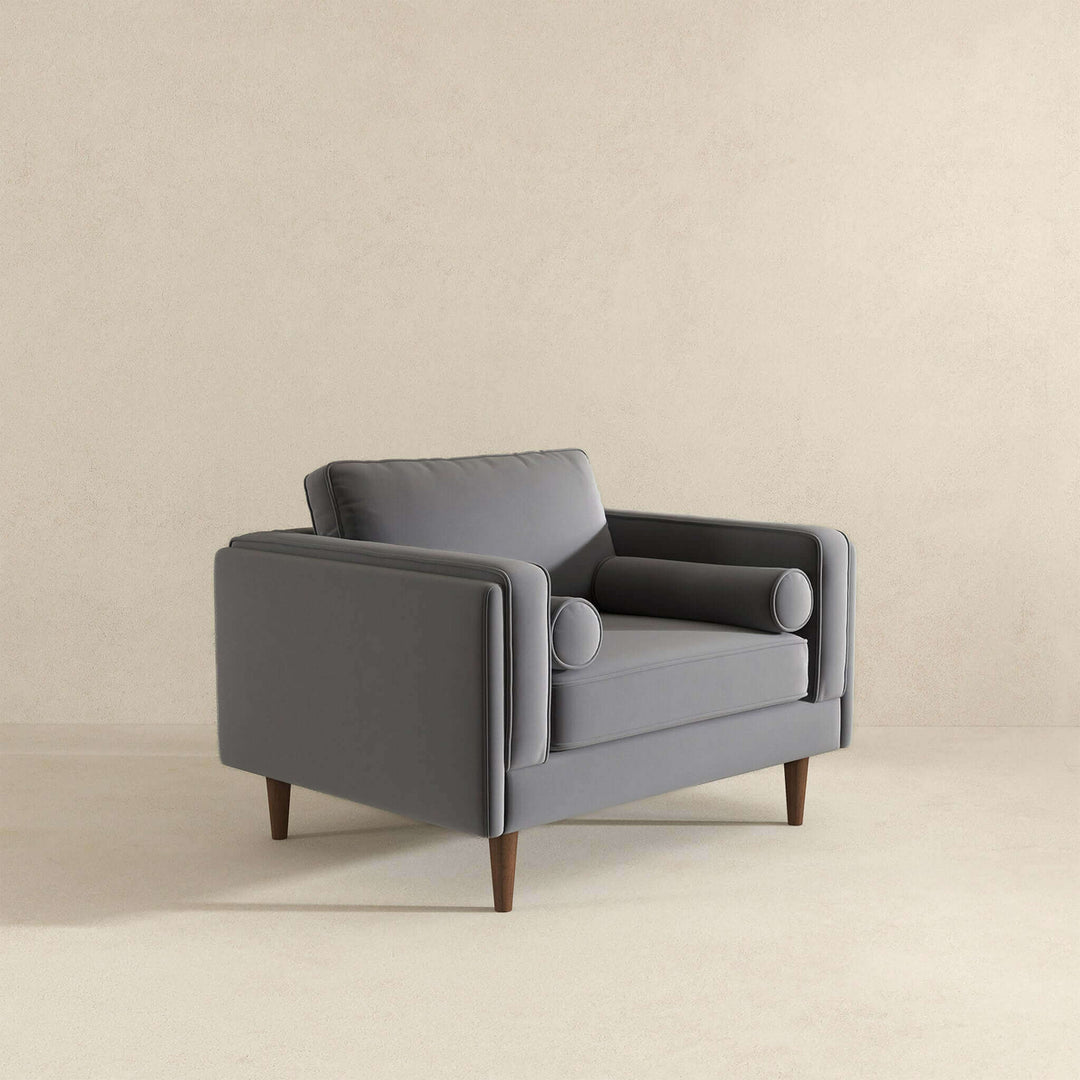 Amber Grey Velvet Lounge Chair Image 6