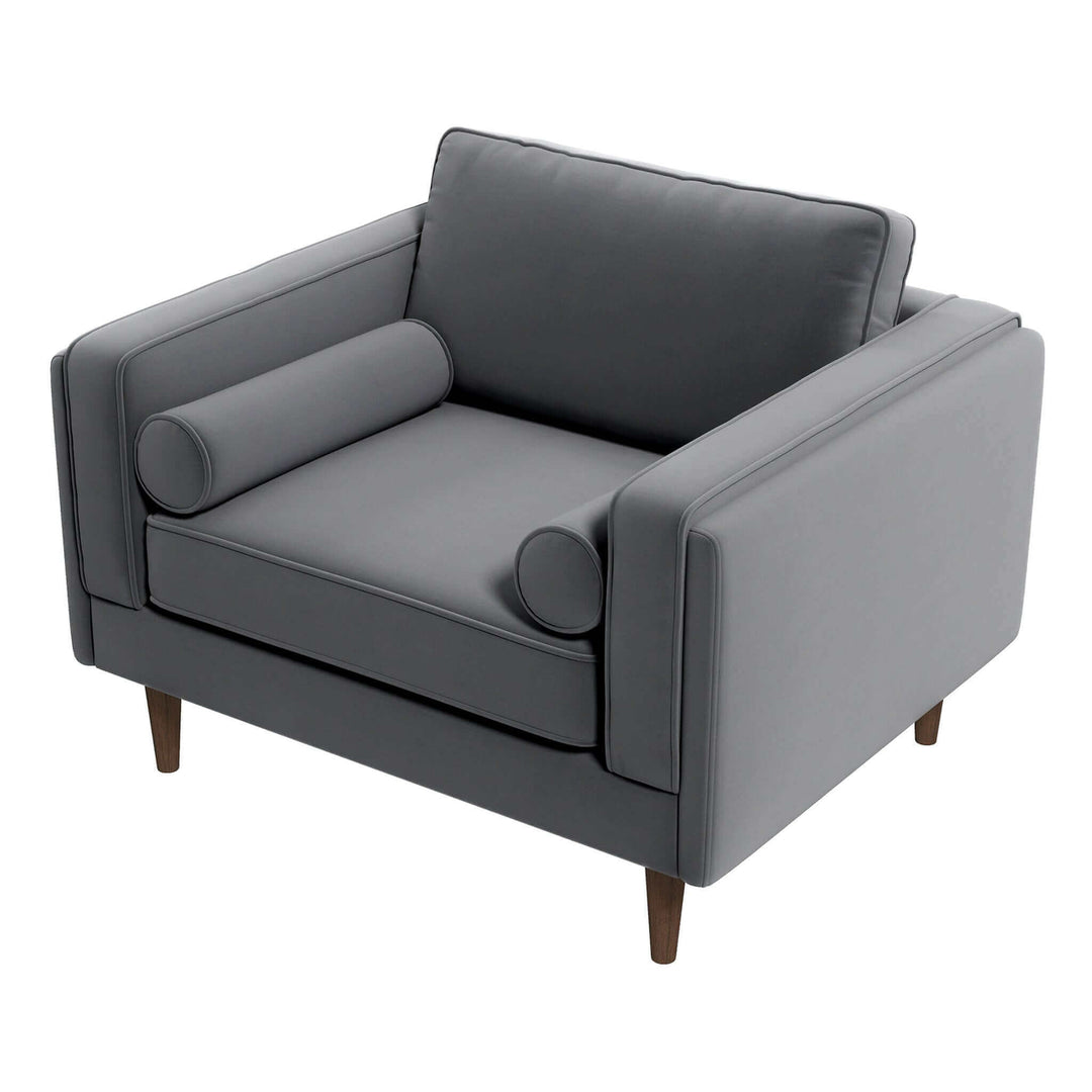 Amber Grey Velvet Lounge Chair Image 7