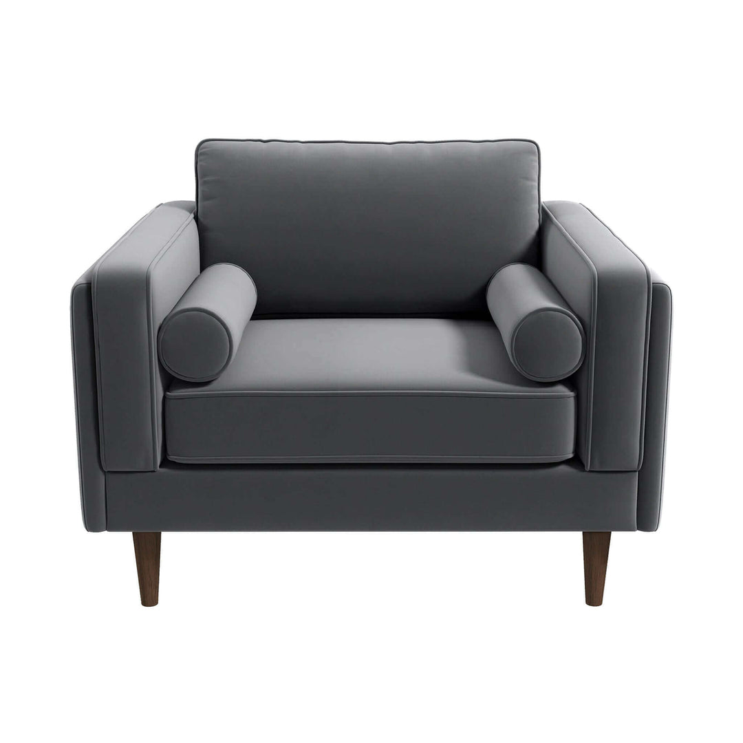 Amber Grey Velvet Lounge Chair Image 8