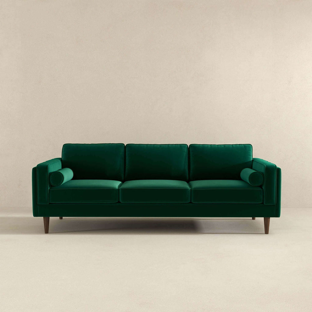 Amber Mid Century Modern Dark Green Luxury Modern Velvet Sofa Image 2