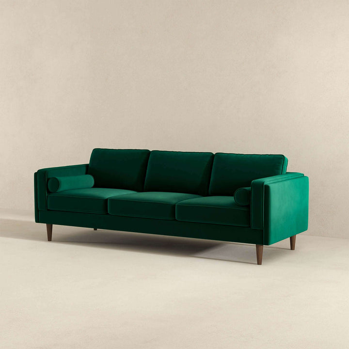 Amber Mid Century Modern Dark Green Luxury Modern Velvet Sofa Image 3