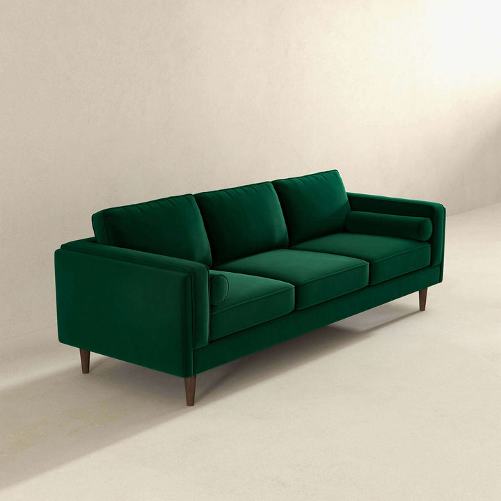 Amber Mid Century Modern Dark Green Luxury Modern Velvet Sofa Image 4