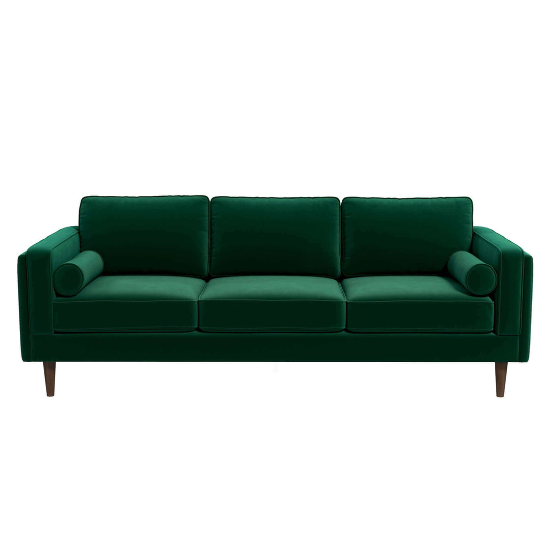 Amber Mid Century Modern Dark Green Luxury Modern Velvet Sofa Image 6