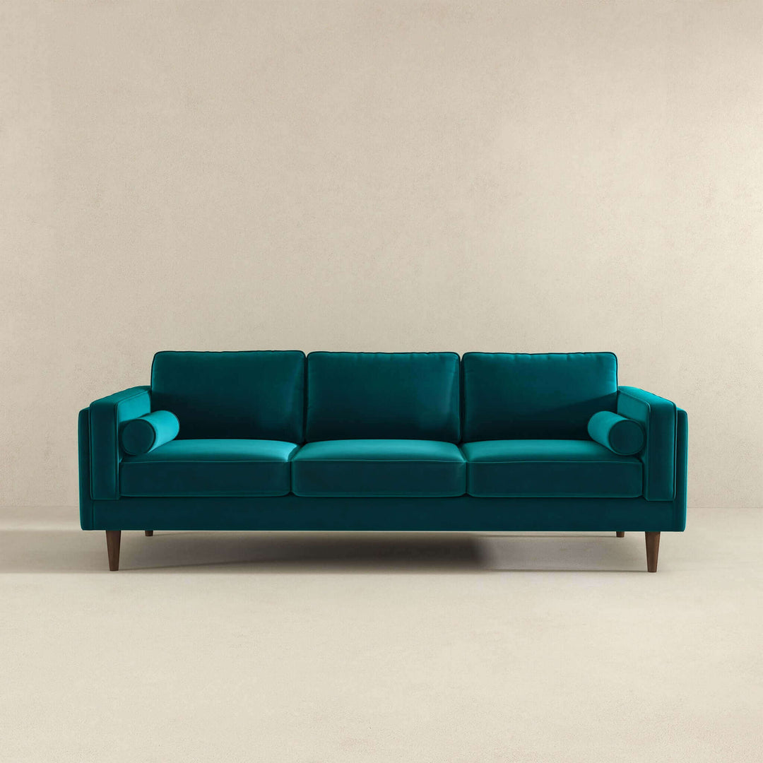 Amber Mid Century Modern Teal Luxury Modern Velvet Sofa Image 2