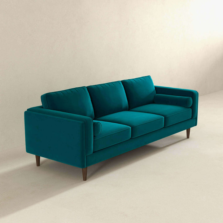 Amber Mid Century Modern Teal Luxury Modern Velvet Sofa Image 4