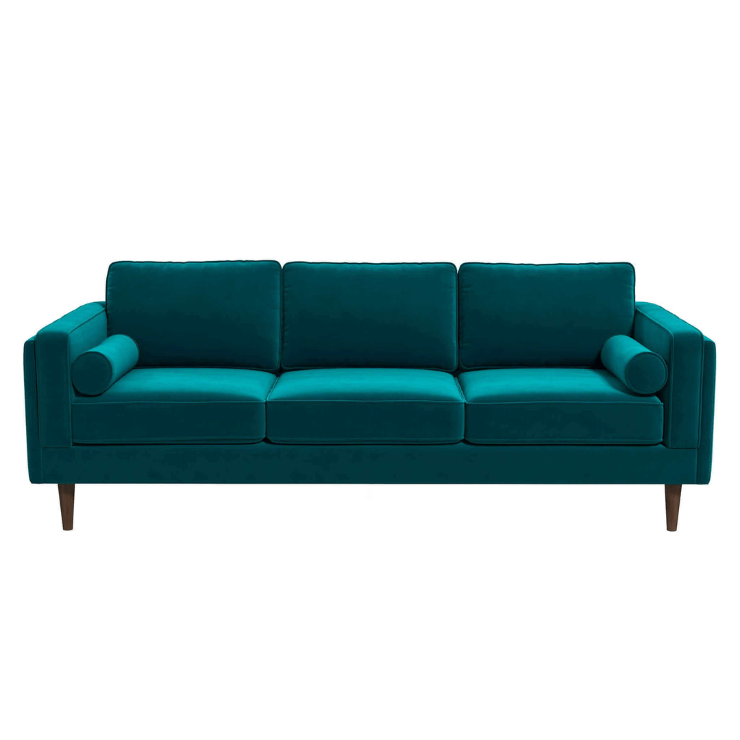 Amber Mid Century Modern Teal Luxury Modern Velvet Sofa Image 6