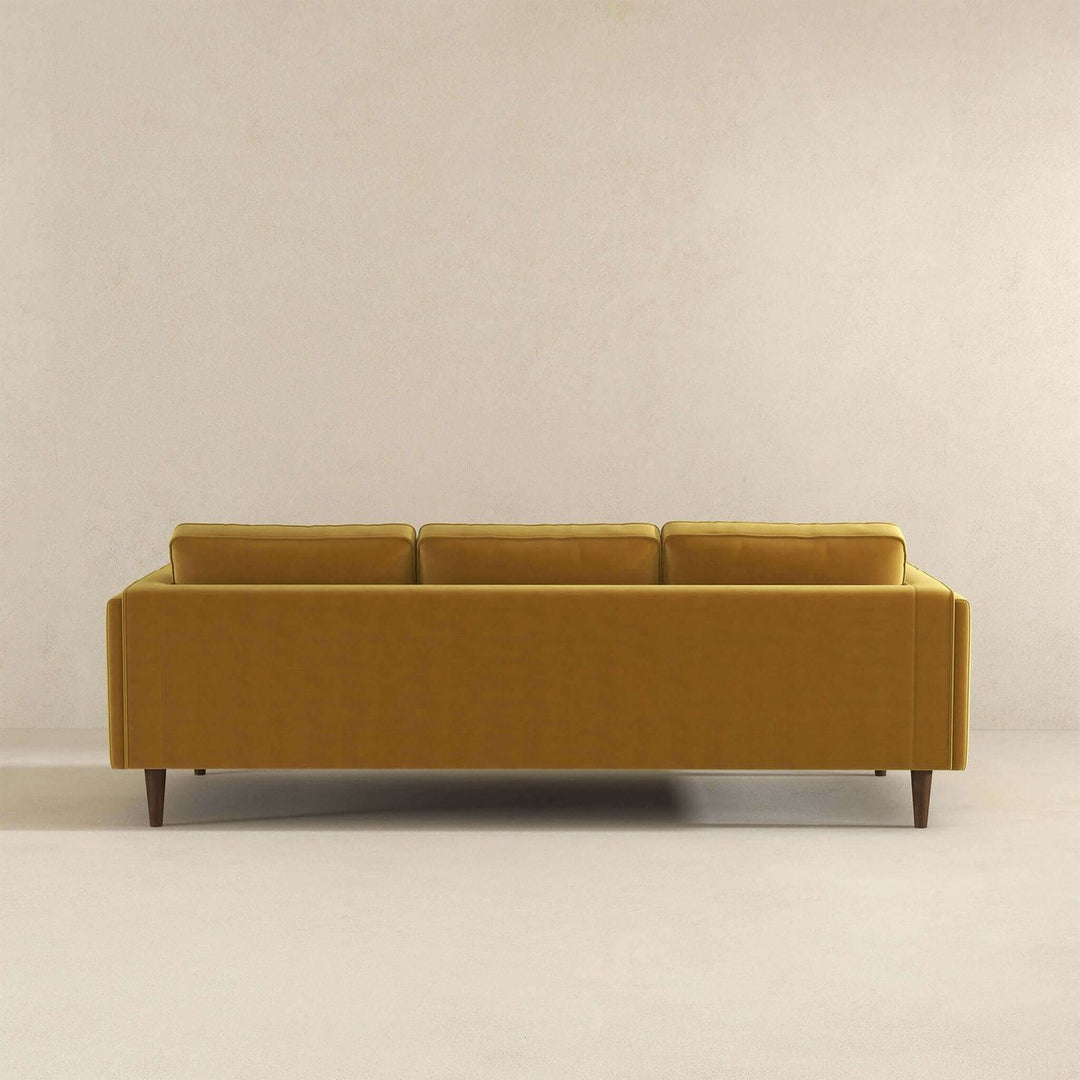 Amber Mid Century Modern Yellow Luxury Modern Velvet Sofa Image 5