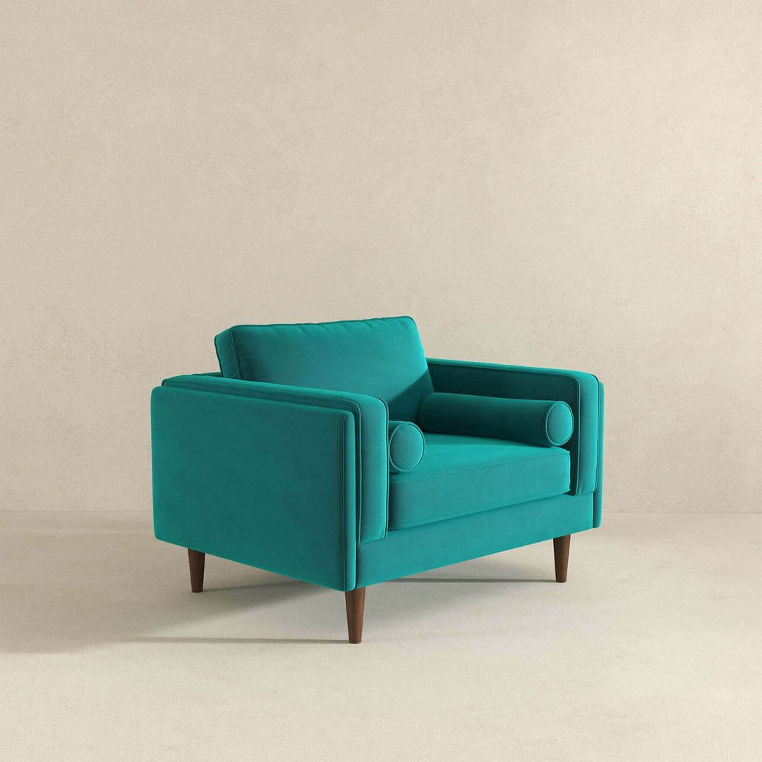 Amber Teal Velvet Lounge Chair Image 5