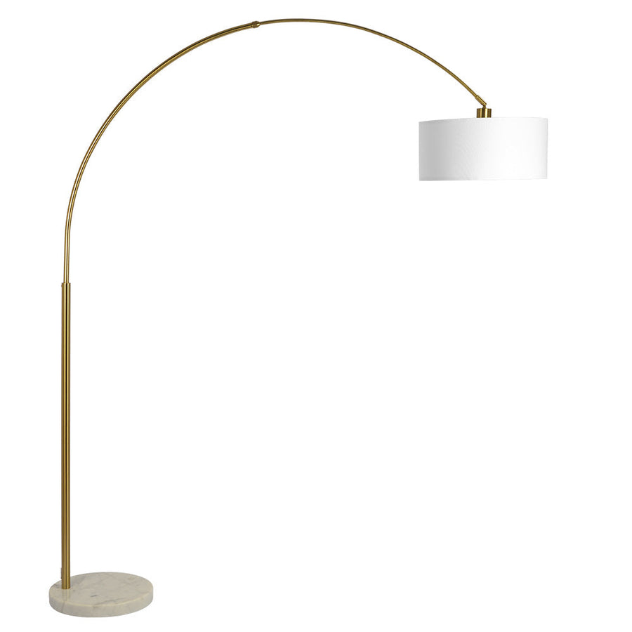 Ambient Arch Gold Brass Floor Lamp with Large Linen Shade Image 1