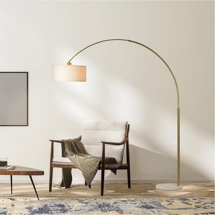 Ambient Arch Gold Brass Floor Lamp with Large Linen Shade Image 3