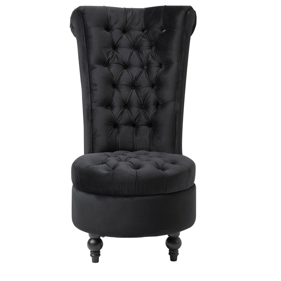 Black Tufted High Back Plush Velvet Upholstered Accent Low Profile Chair Image 1