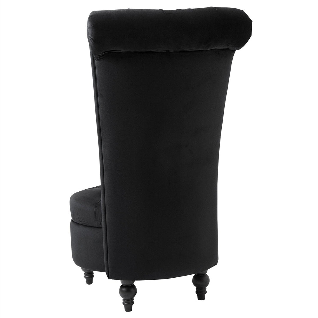 Black Tufted High Back Plush Velvet Upholstered Accent Low Profile Chair Image 3