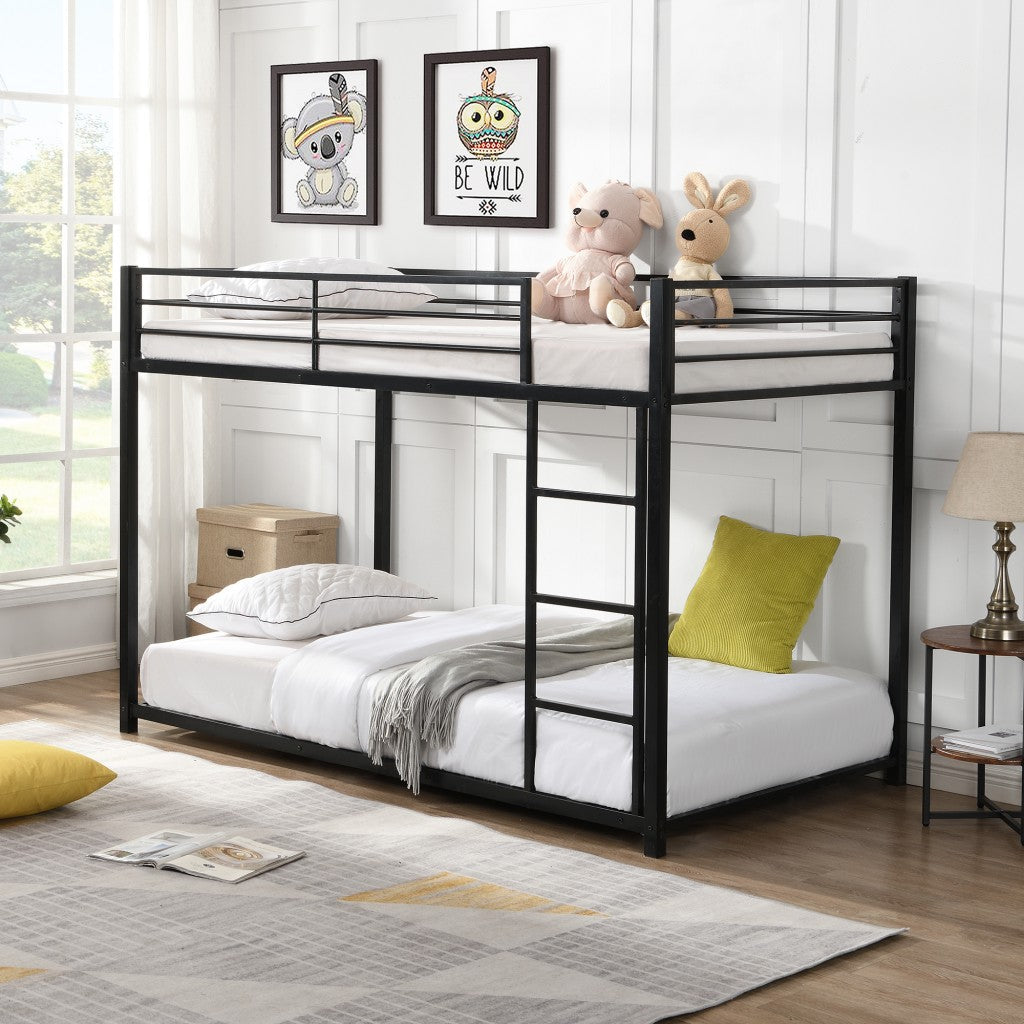 Black Twin Over Twin Metal Low Bunk Bed Image 2