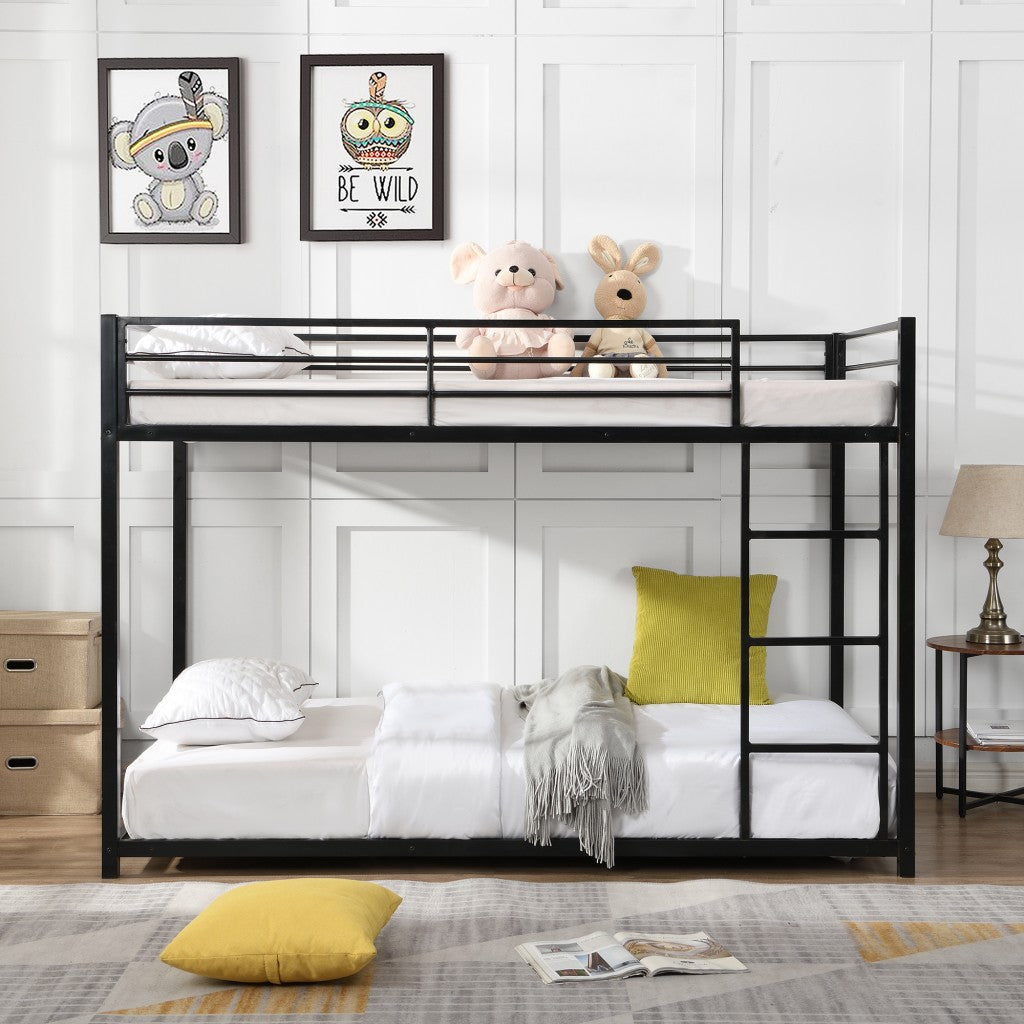 Black Twin Over Twin Metal Low Bunk Bed Image 3