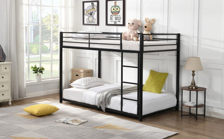 Black Twin Over Twin Metal Low Bunk Bed Image 4