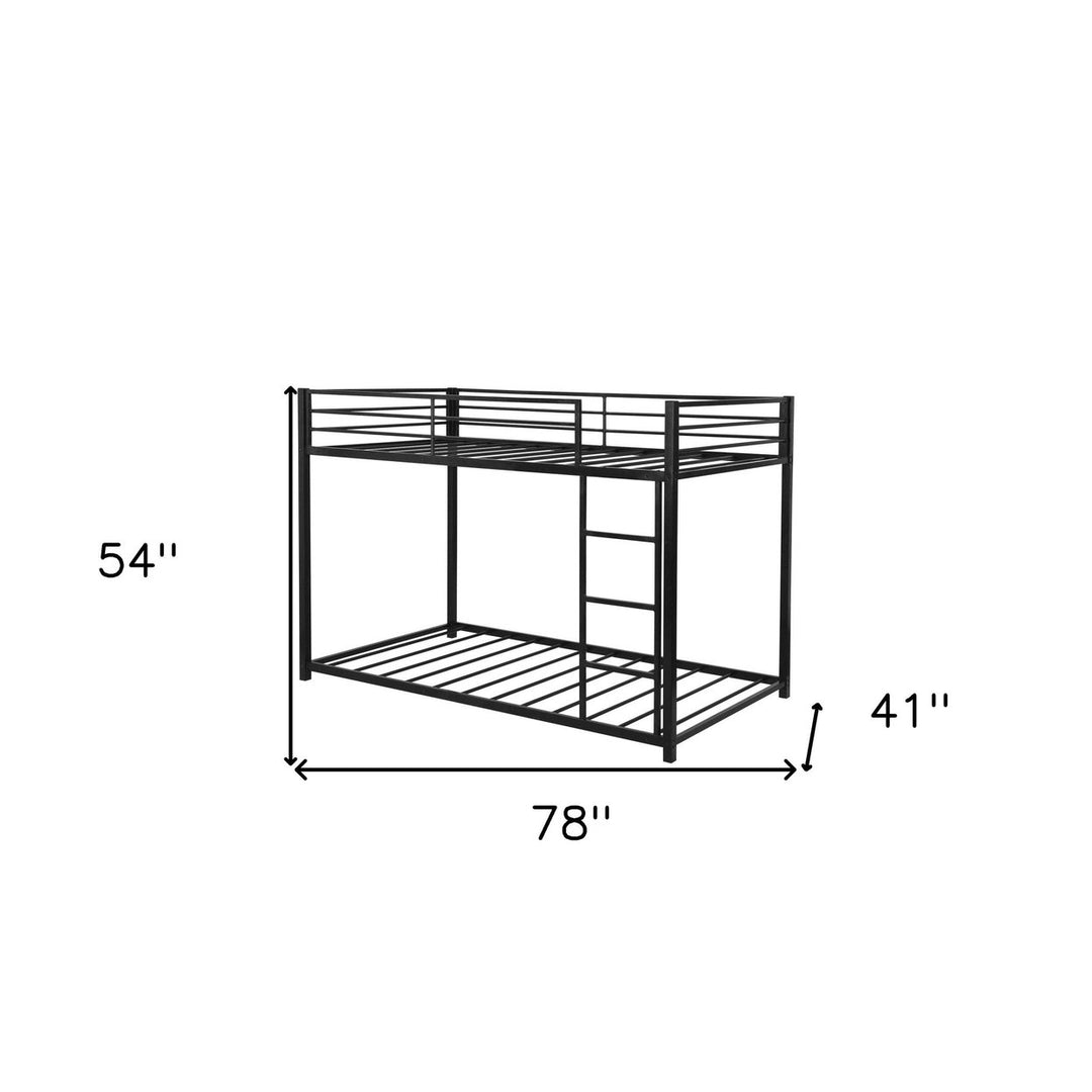 Black Twin Over Twin Metal Low Bunk Bed Image 10