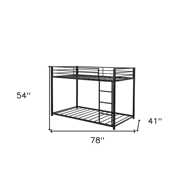 Black Twin Over Twin Metal Low Bunk Bed Image 10