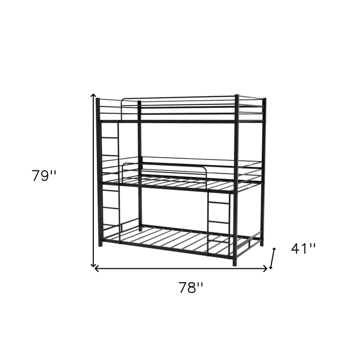 Black Twin Over Twin Over Twin Traditional Bunk Bed Image 10